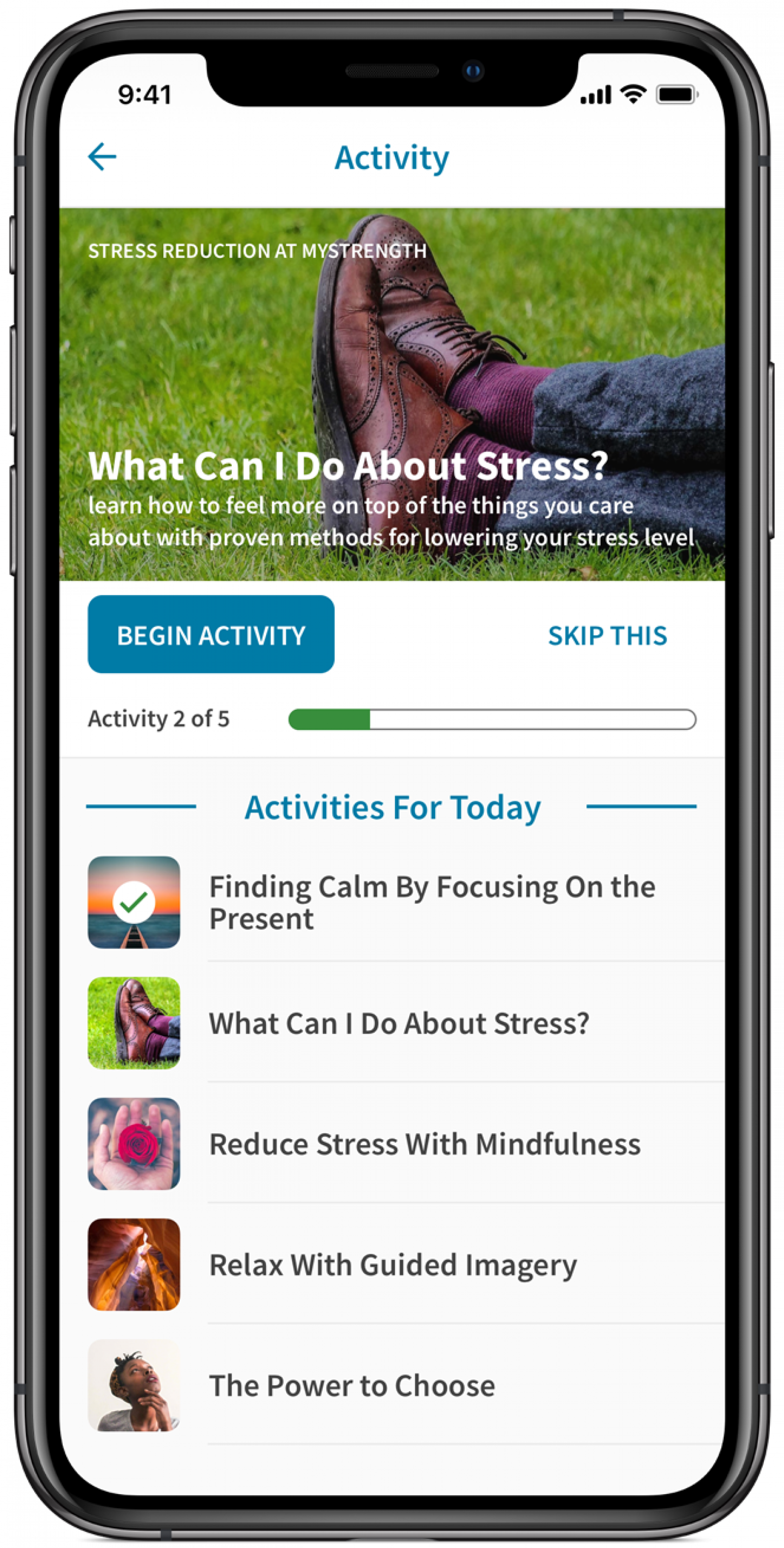 myStrength app — guided lesson