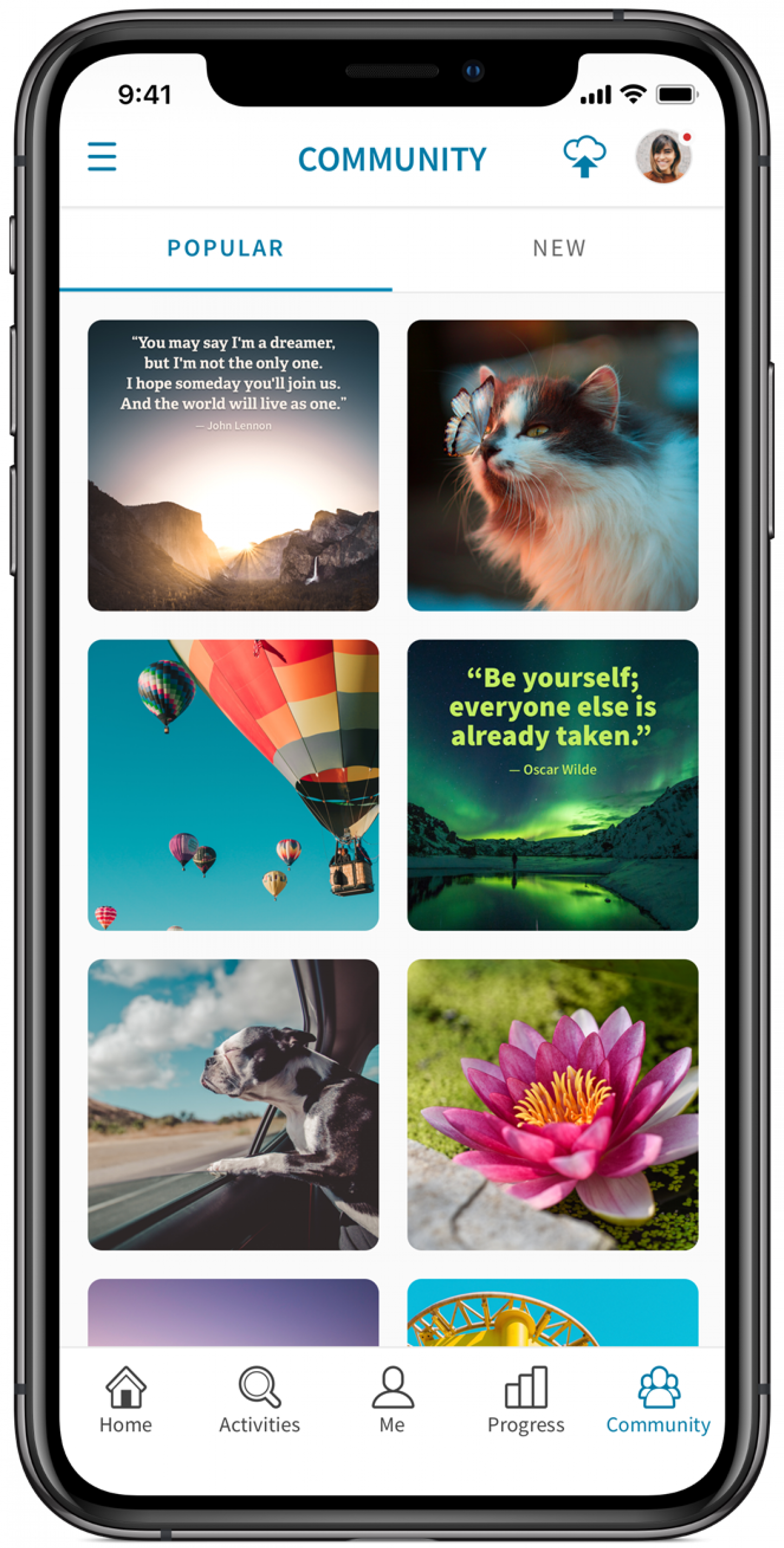 myStrength app — community feed