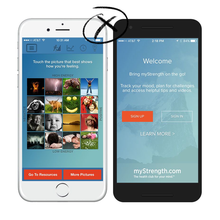 myStrength legacy mobile app screens